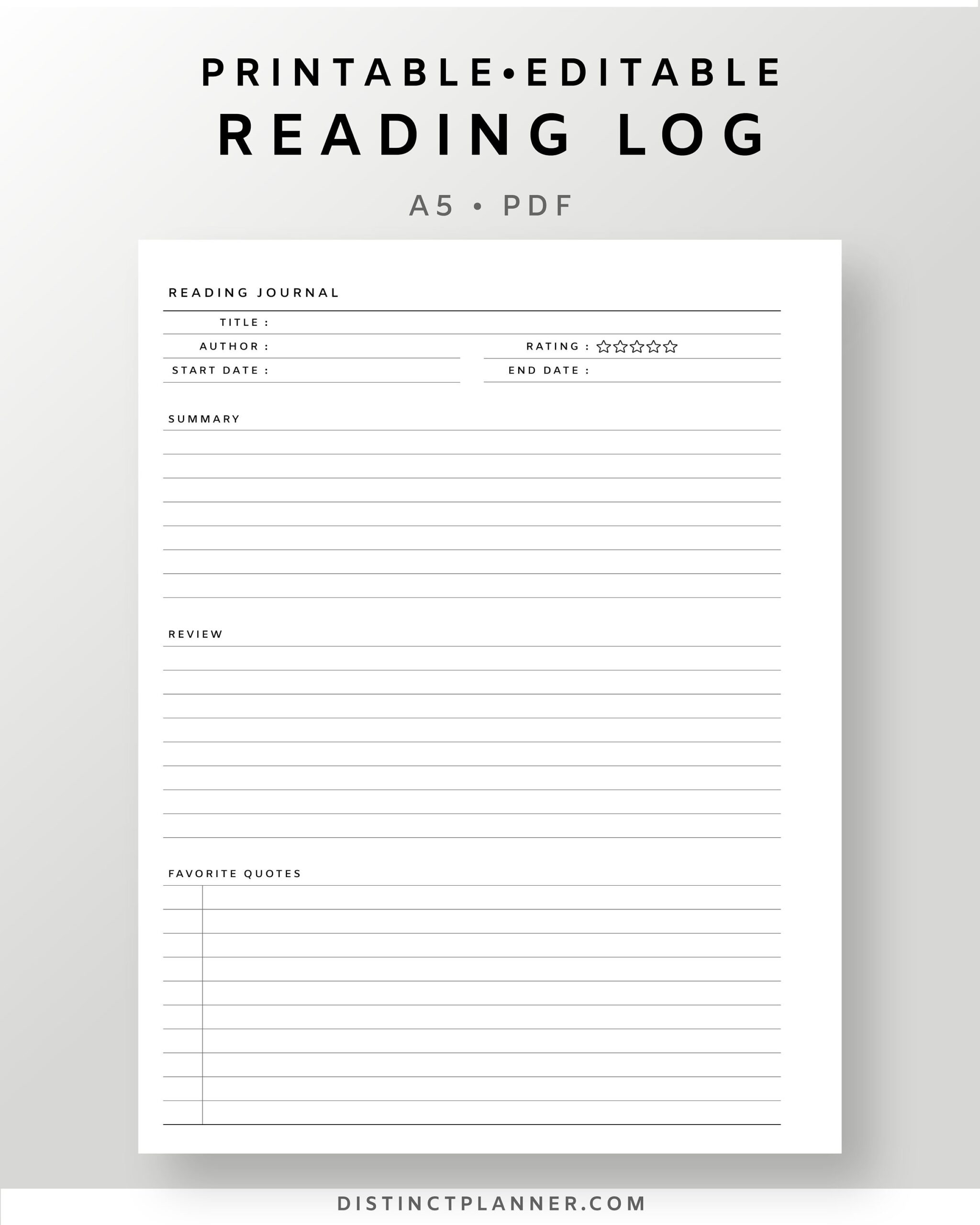 Book Reading Log Template