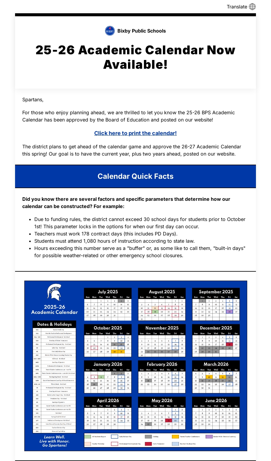 BPS 2025 26 Calendar Now Available 