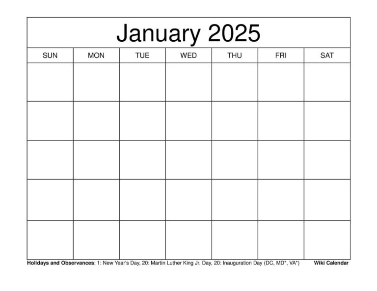 January 2025 Calendar Printable Templates More