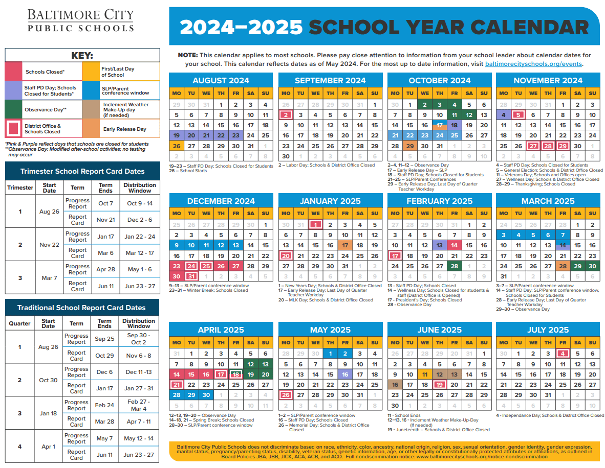 Middle Elementary Schools Calendar Baltimore City MD Baltimore Collegiate School For Boys