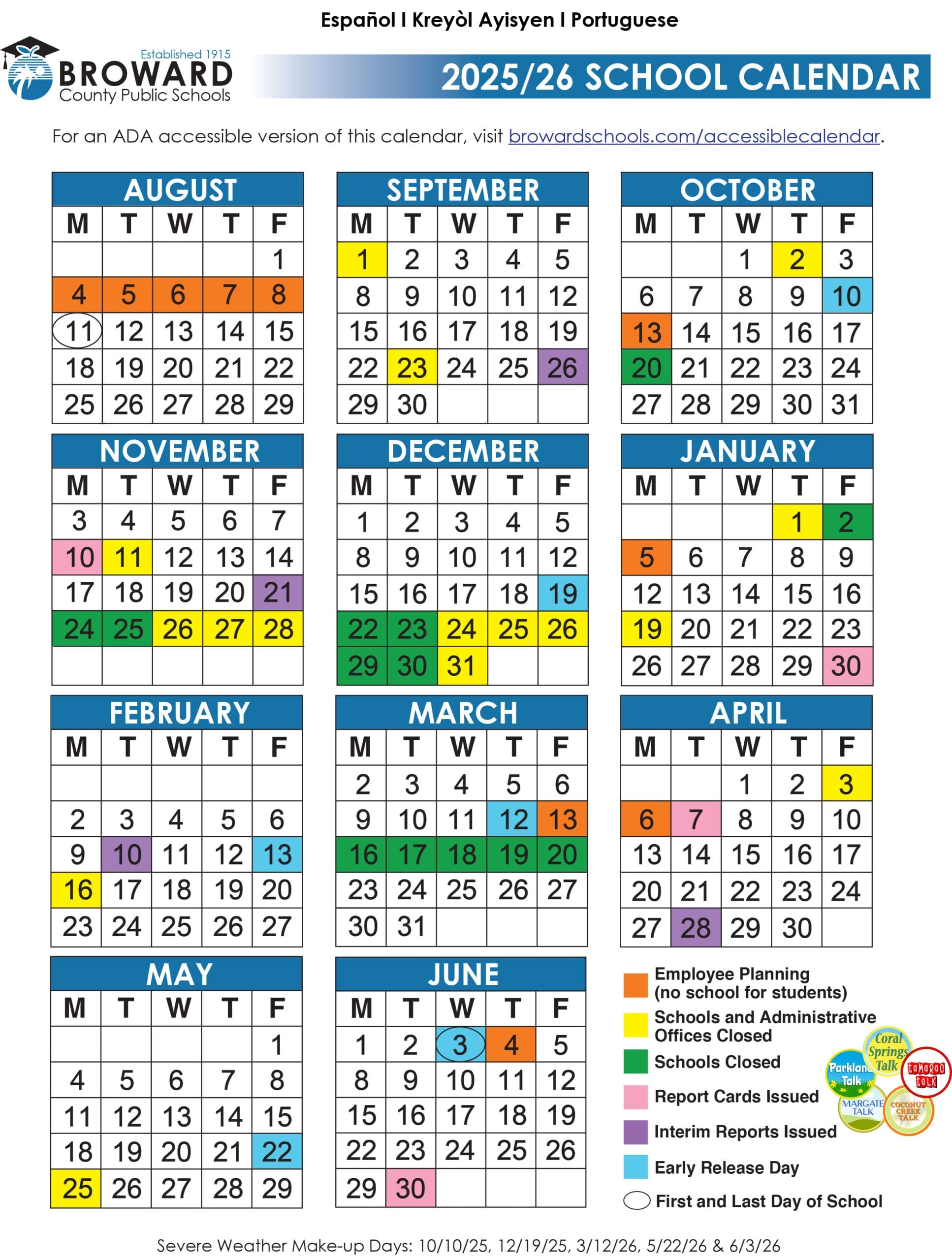 Official 2025 26 Broward County Public Schools Color Calendar Parkland Talk Official 2025 26 Broward County Public Schools Color Calendar Parkland Talk