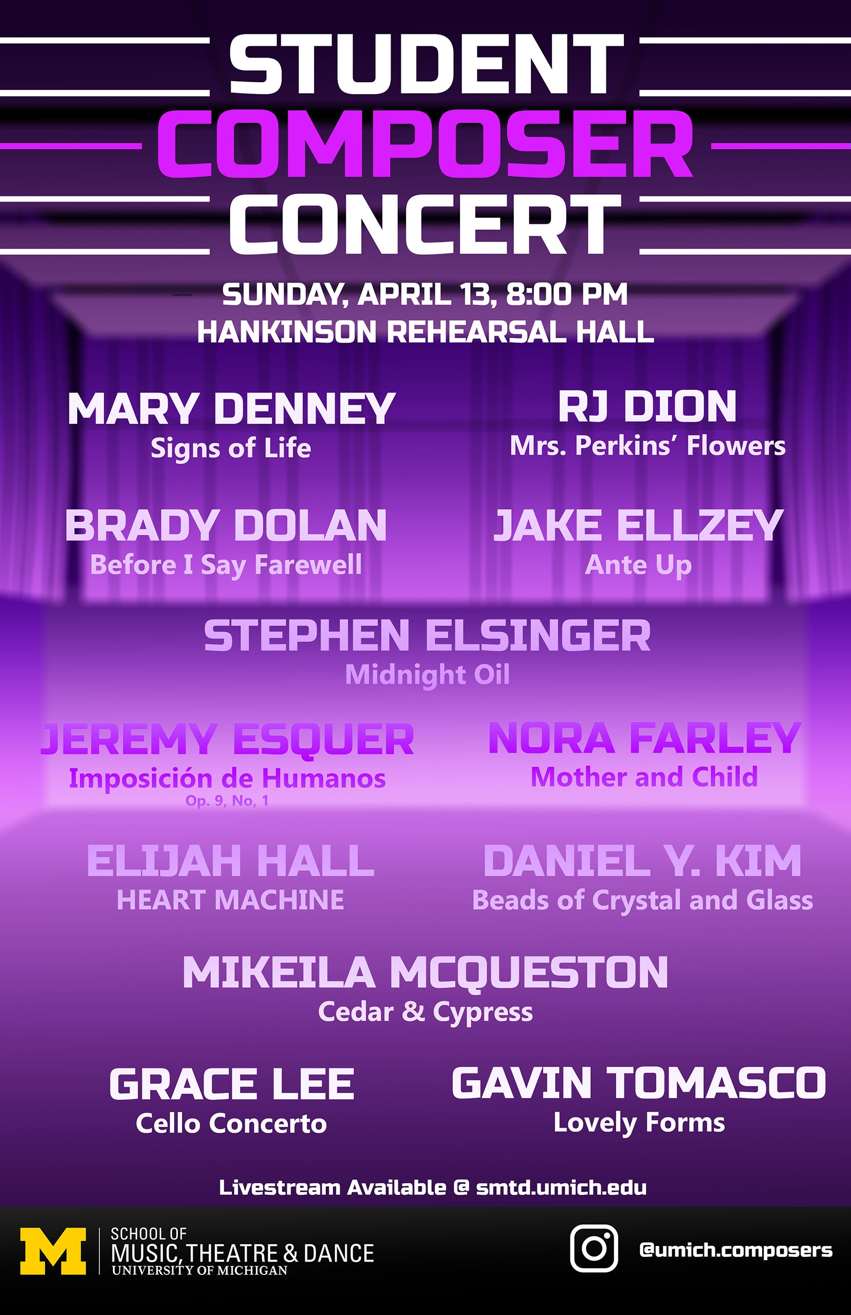 13 April 2025 Student Composer Concert Series University Of Michigan School Of Music Theatre Dance