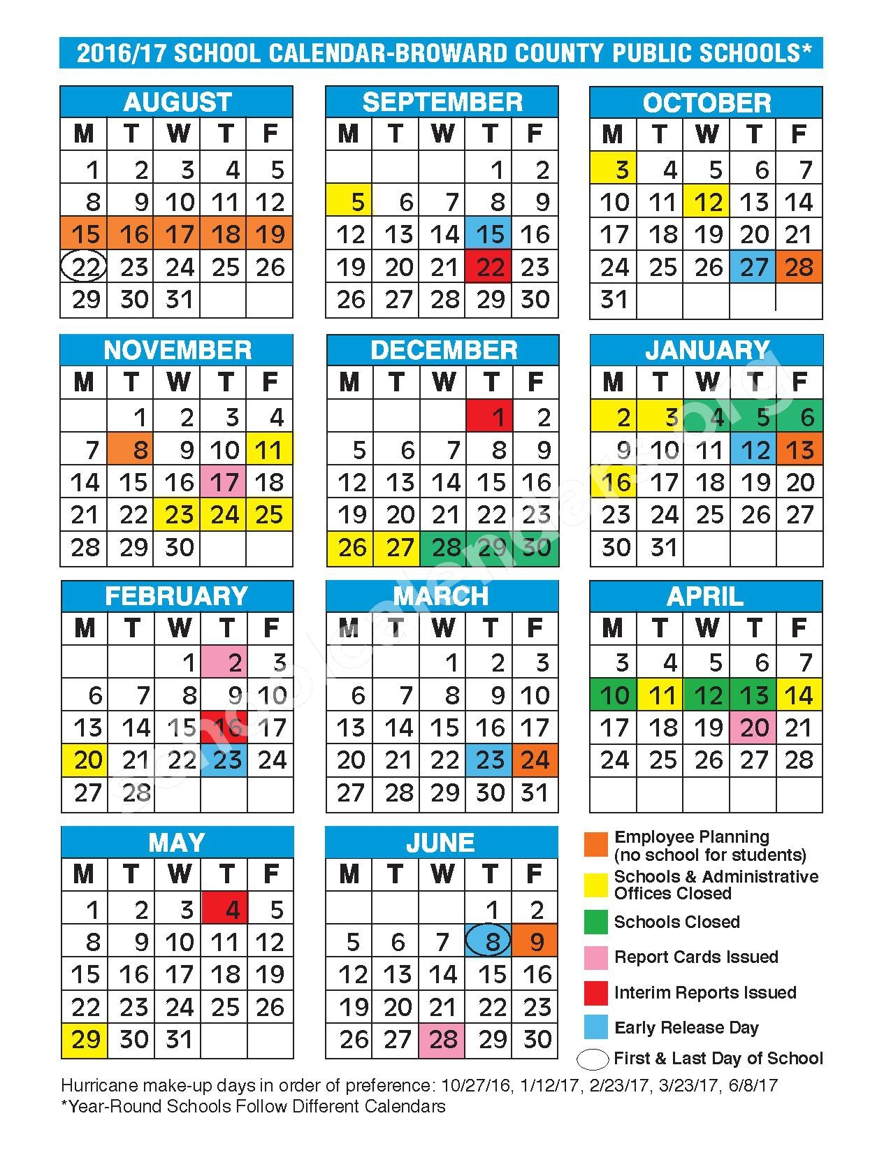 2016 2017 School Calendar Broward County Public Schools Fort Lauderdale FL 2016 2017 School Calendar Broward County Public Schools Fort Lauderdale FL