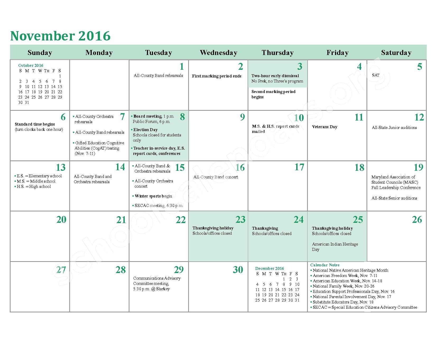 2016 2017 School Calendar Charles County Public Schools La Plata MD