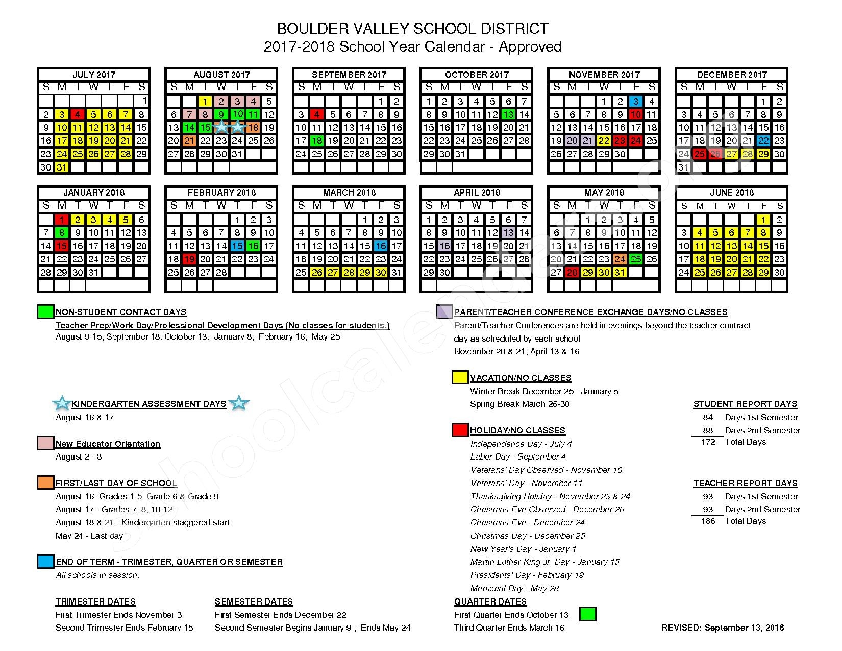 2017 2018 District Calendar Boulder Valley School District Boulder CO