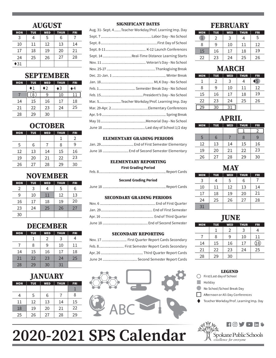 2020 2021 SPS School Calendar