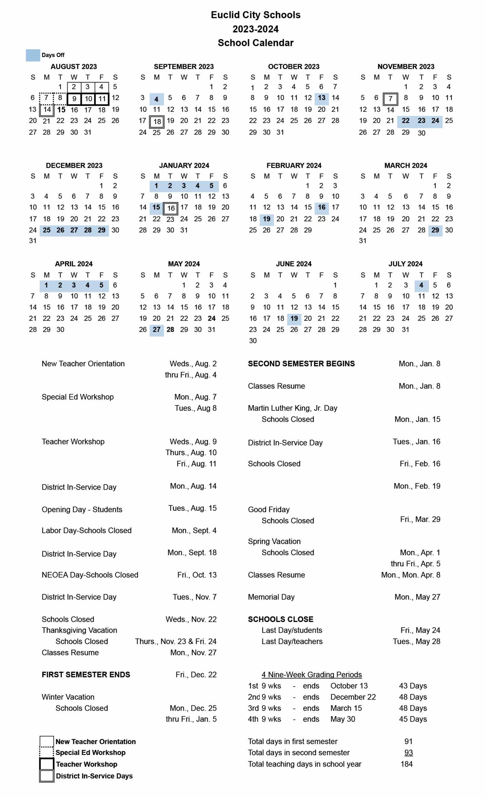 columbus public schools ohio calendar