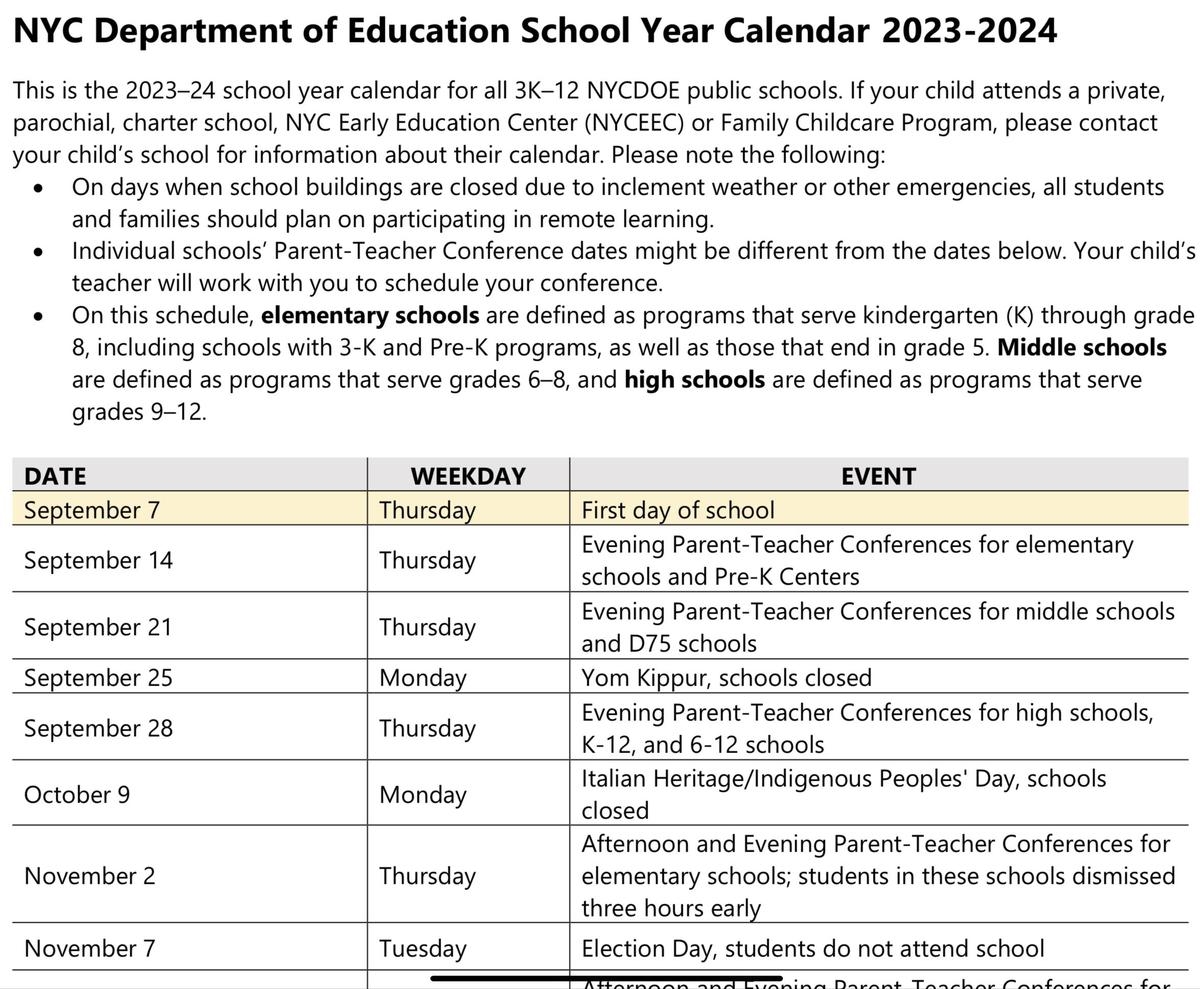 2023 24 DOE Calendar Excelsior Preparatory High School