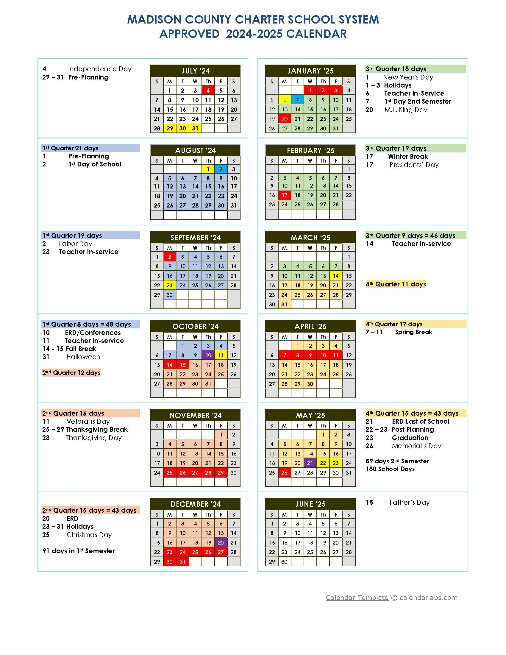 2024 2025 School Calendar Danielsville Elementary