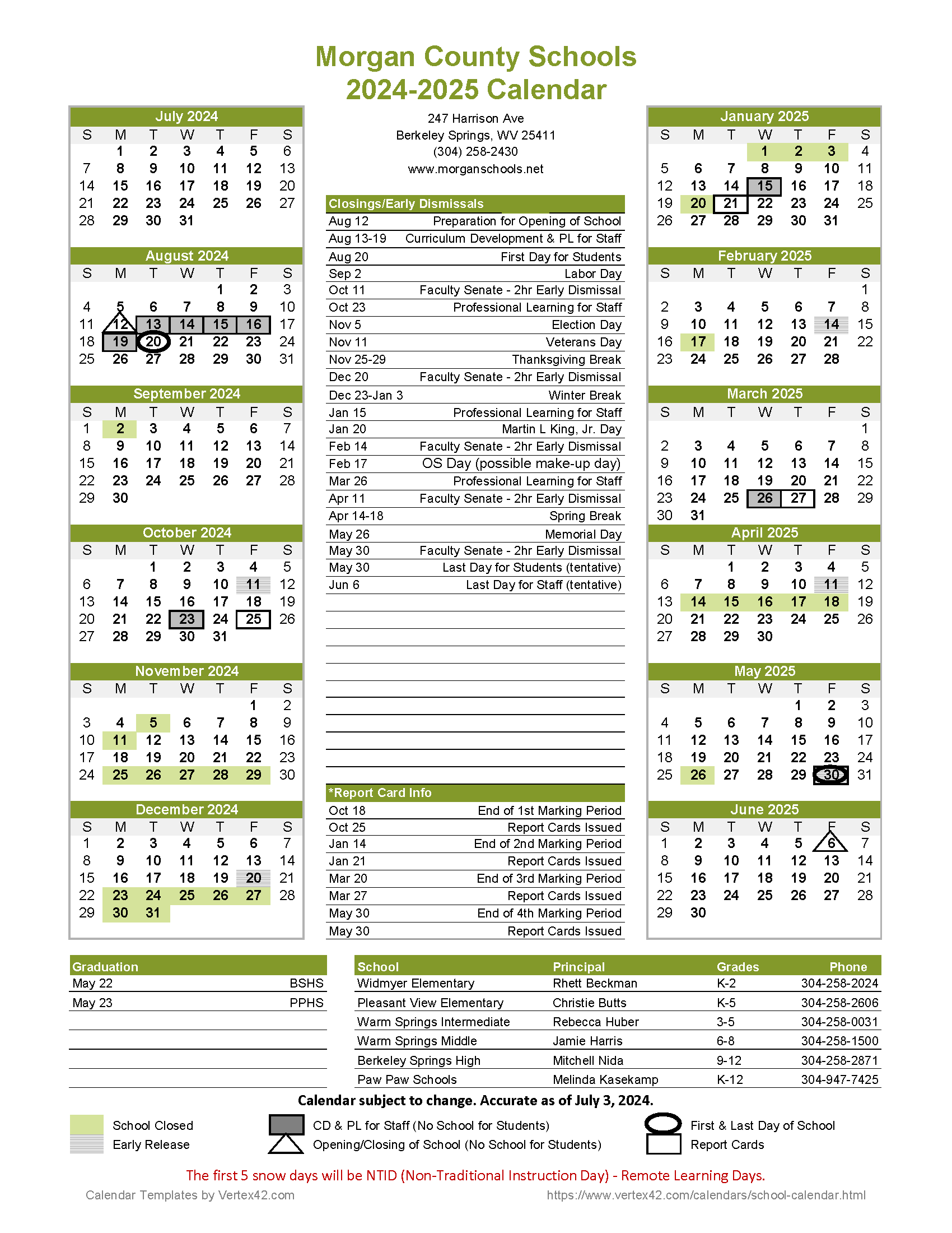 2024 2025 School Calendar Paw Paw Schools