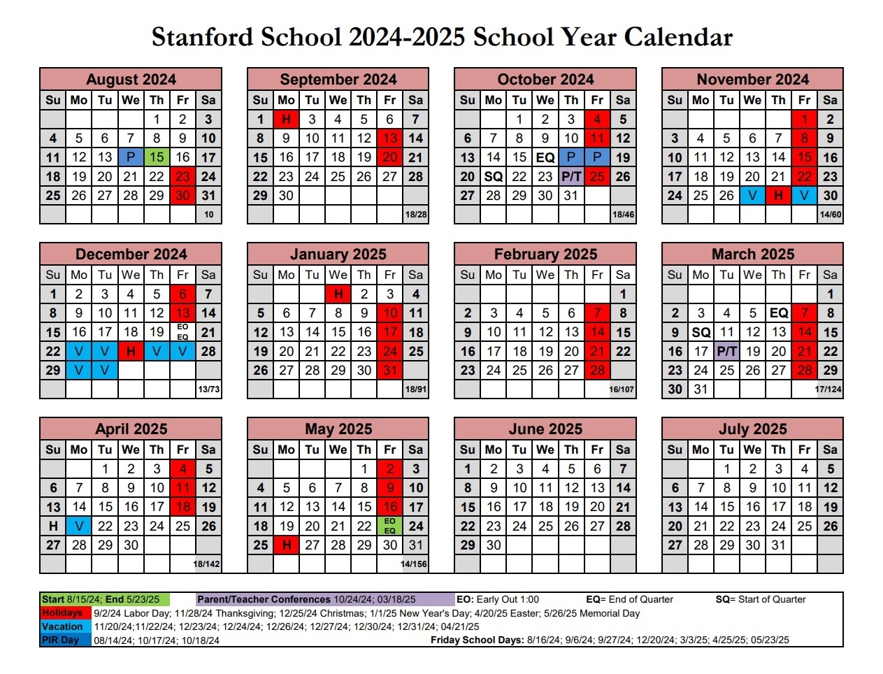 2024 2025 School Year Calendar Stanford Public Schools