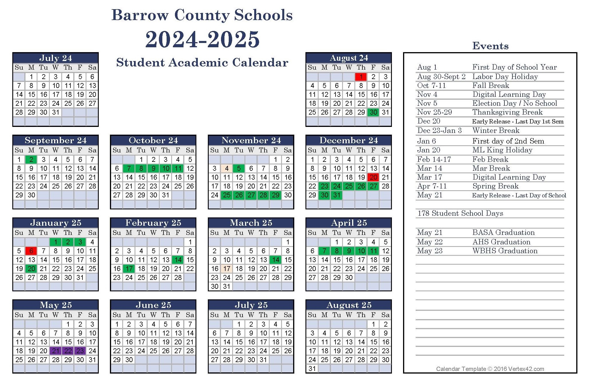 2024 25 2025 26 Student Calendars Barrow County School System