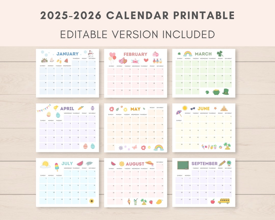 2025 to 2026 calendar printable