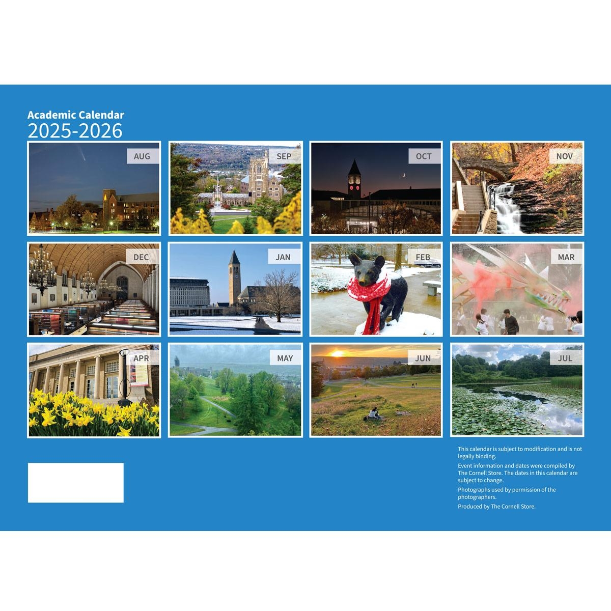 2025 2026 Cornell Academic Wall Calendar