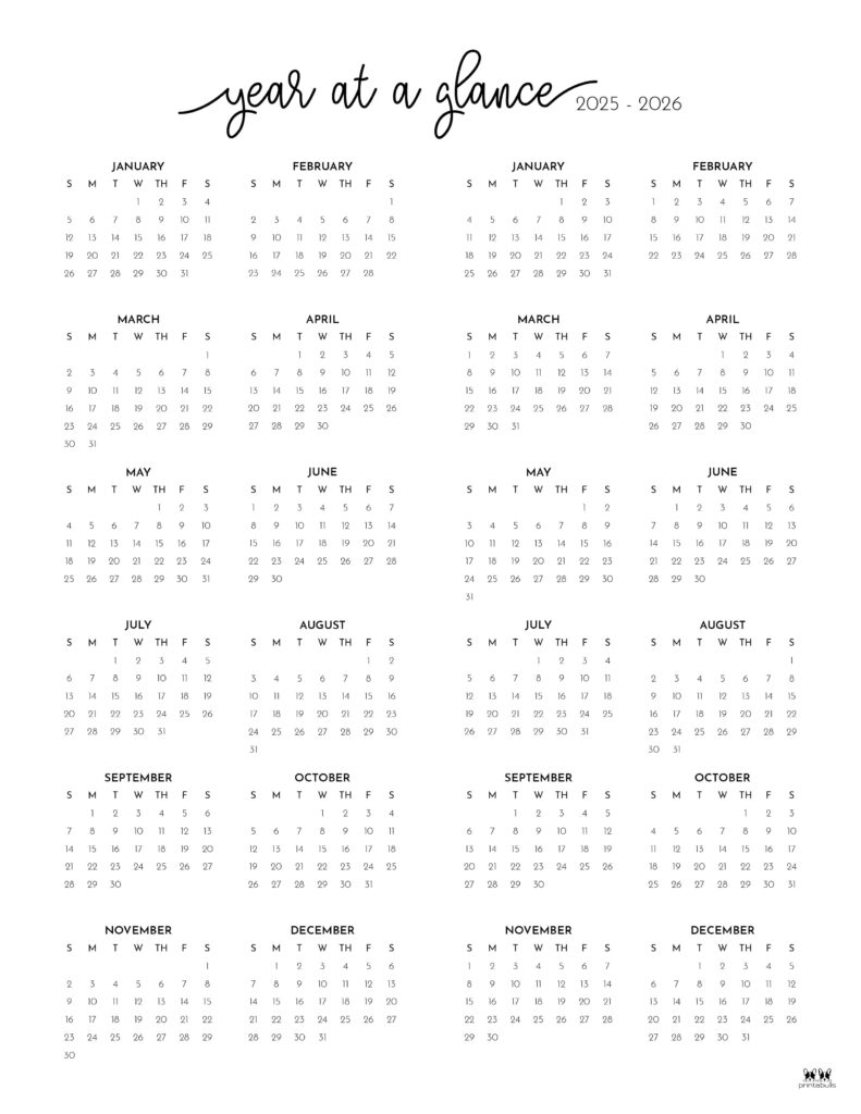 2026 Calendar One Page Black Portrait
