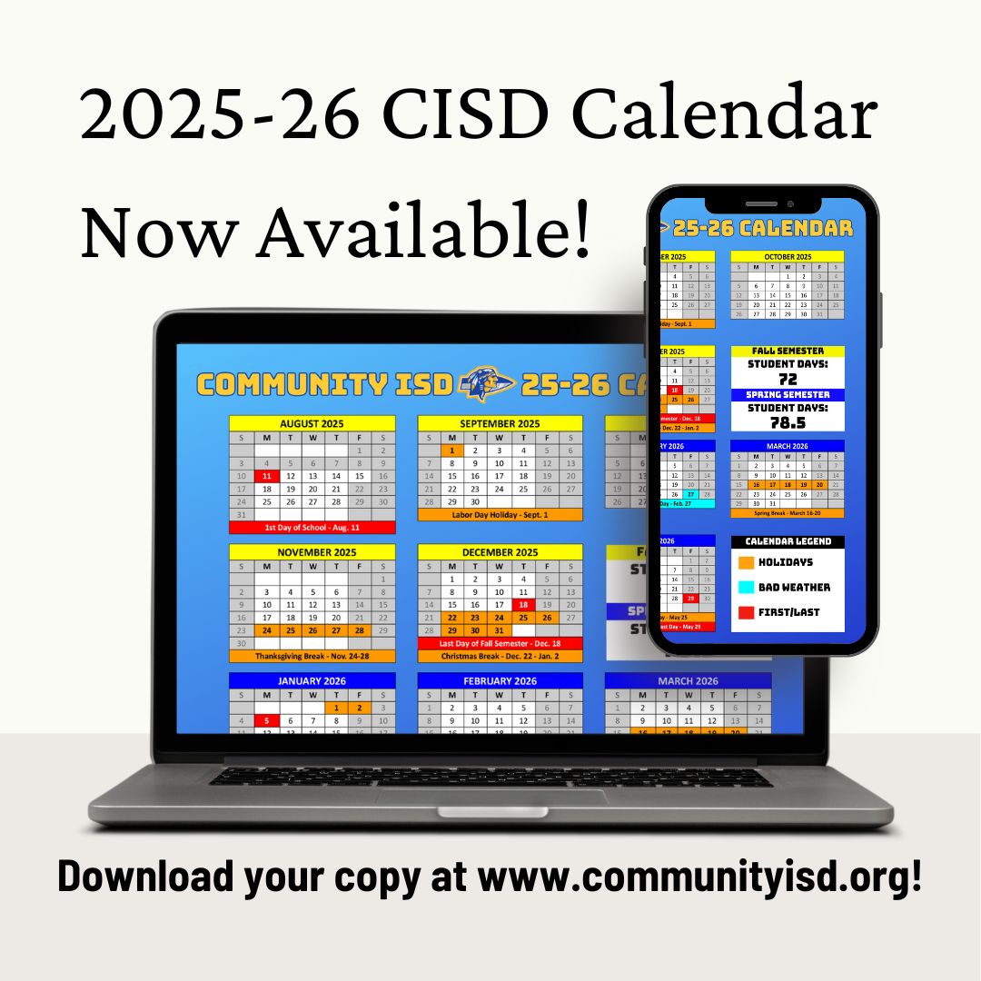 2025 26 Calendar Approved By Board Community Independent School District