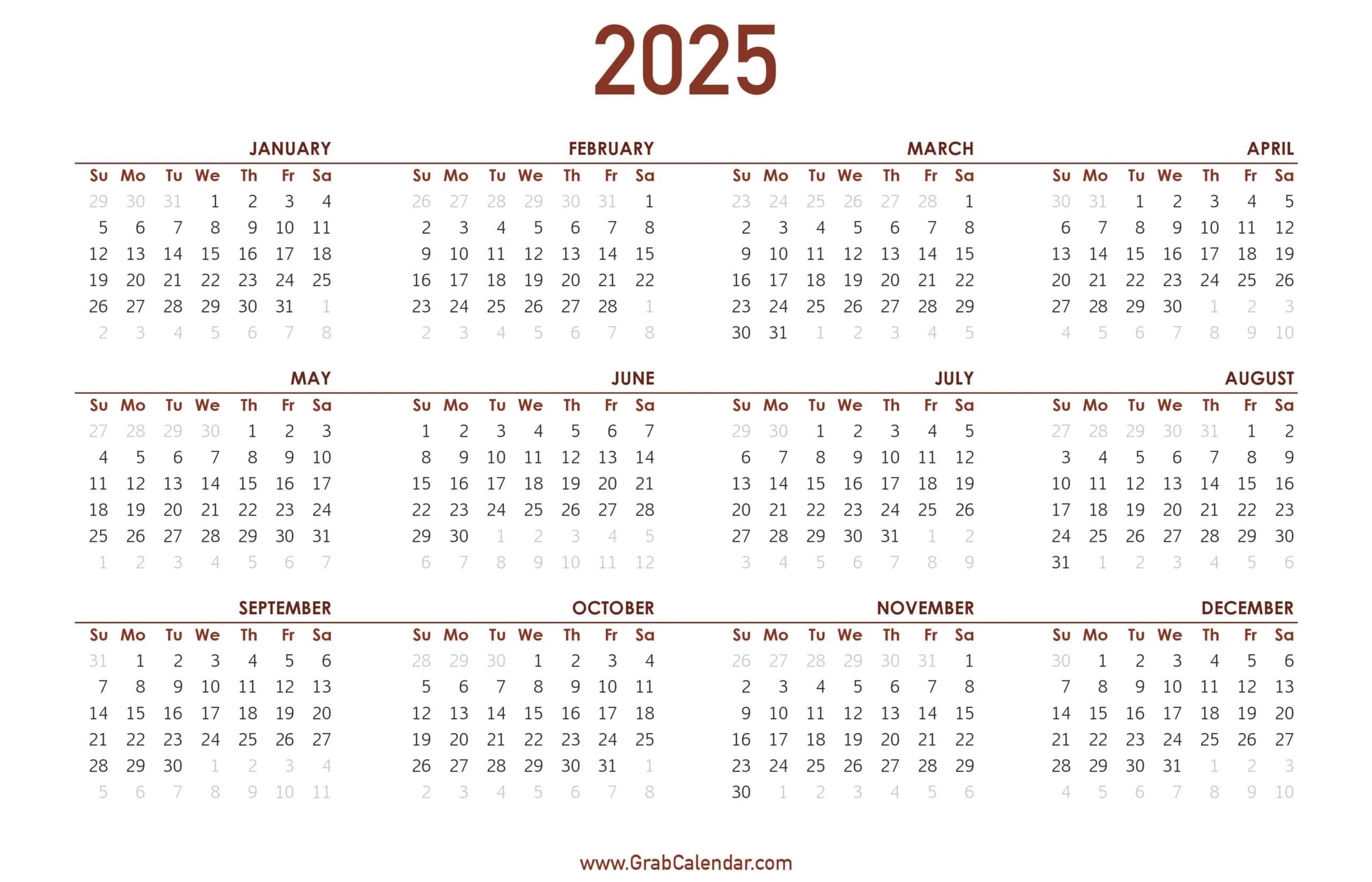 june to november 2025 calendar printable