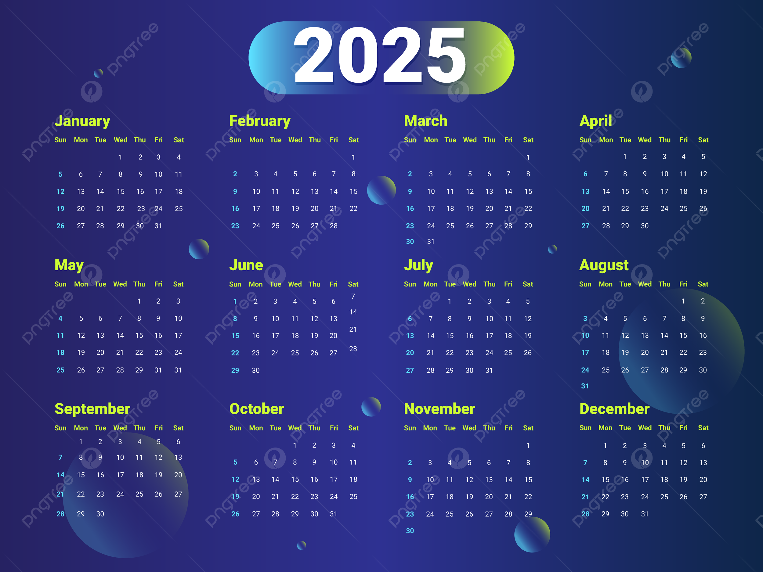2025 Calendar Template Vector Template Download On Pngtree