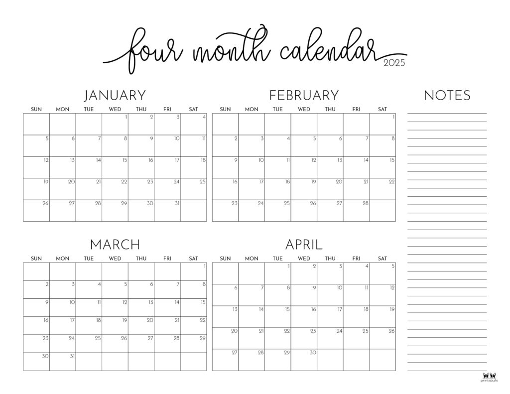 february to may 2025 calendar printable