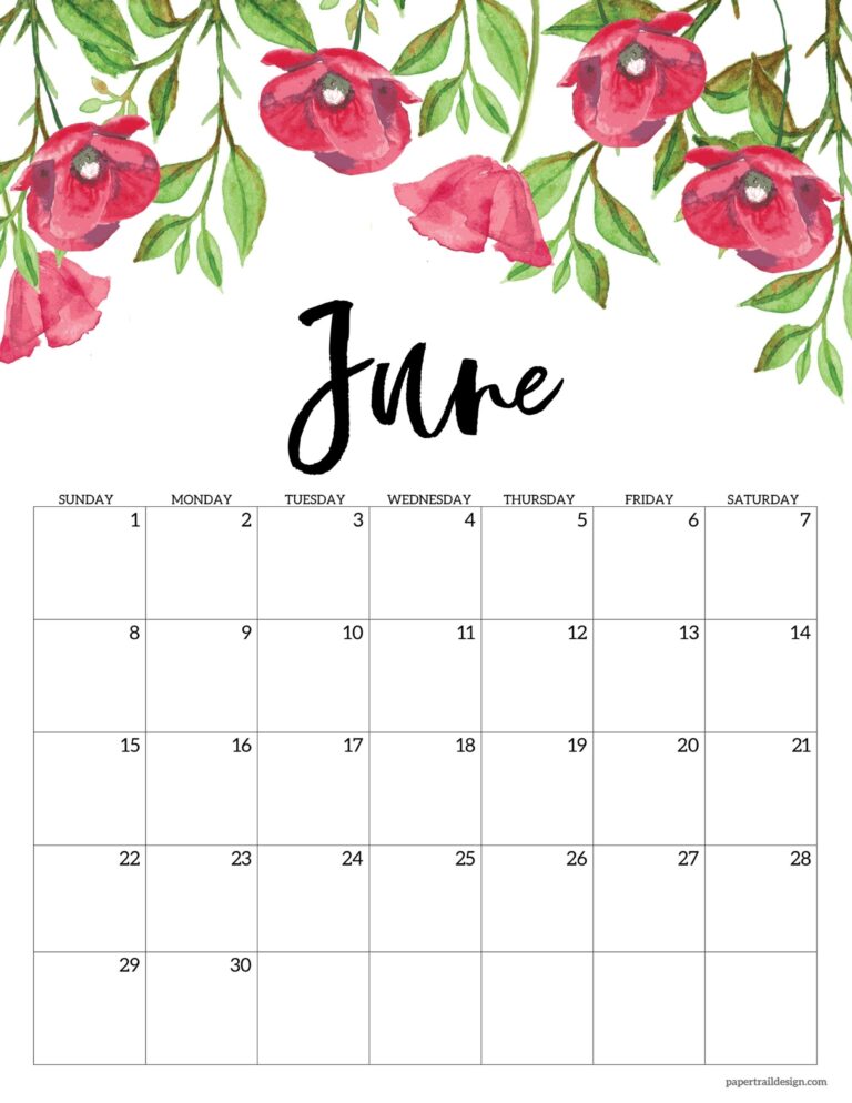 2025 Free Printable Calendar Floral Paper Trail Design