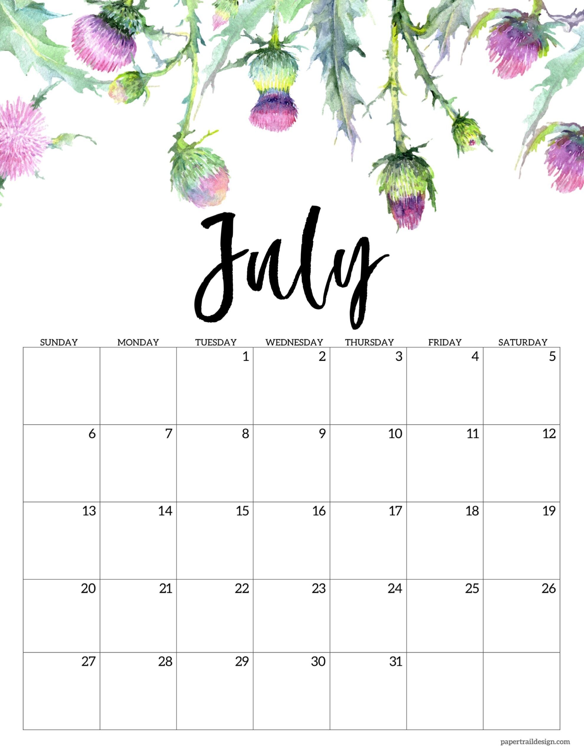 2025 Free Printable Calendar Floral Paper Trail Design