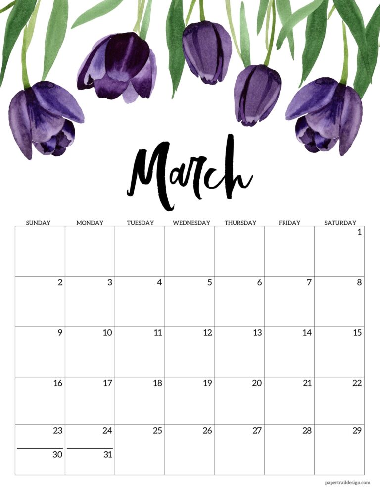 2025 Free Printable Calendar Floral Paper Trail Design