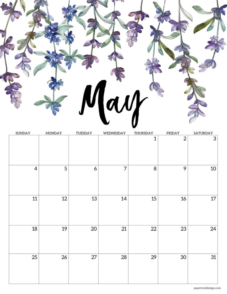 2025 Free Printable Calendar Floral Paper Trail Design