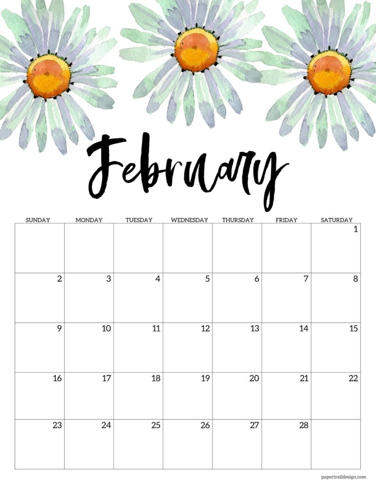2025 Free Printable Calendar Floral Paper Trail Design