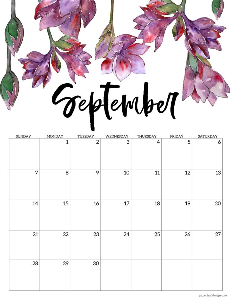 2025 Free Printable Calendar Floral Paper Trail Design