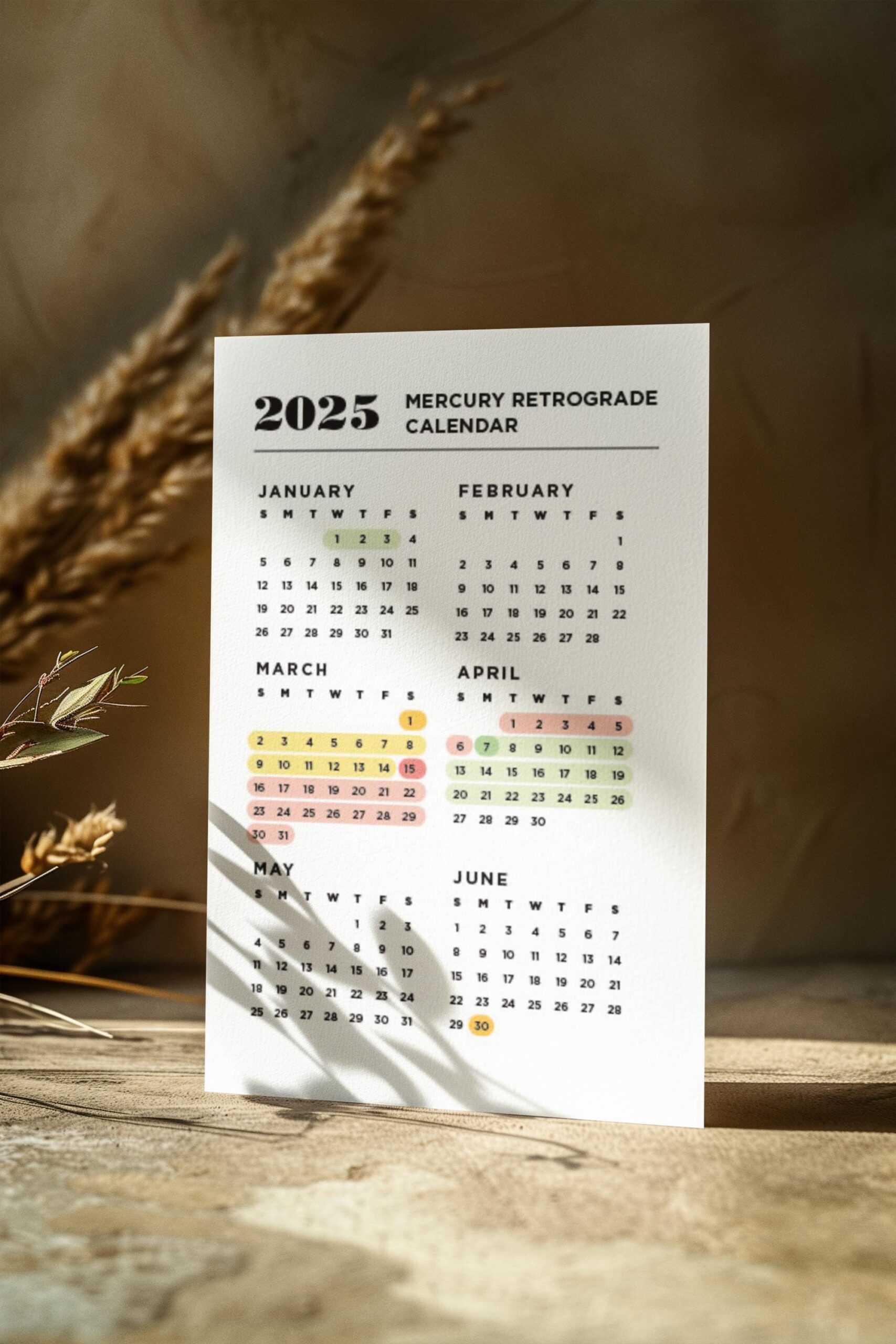 2025 Mercury Retrograde Calendar Postcard 5 x7 Etsy