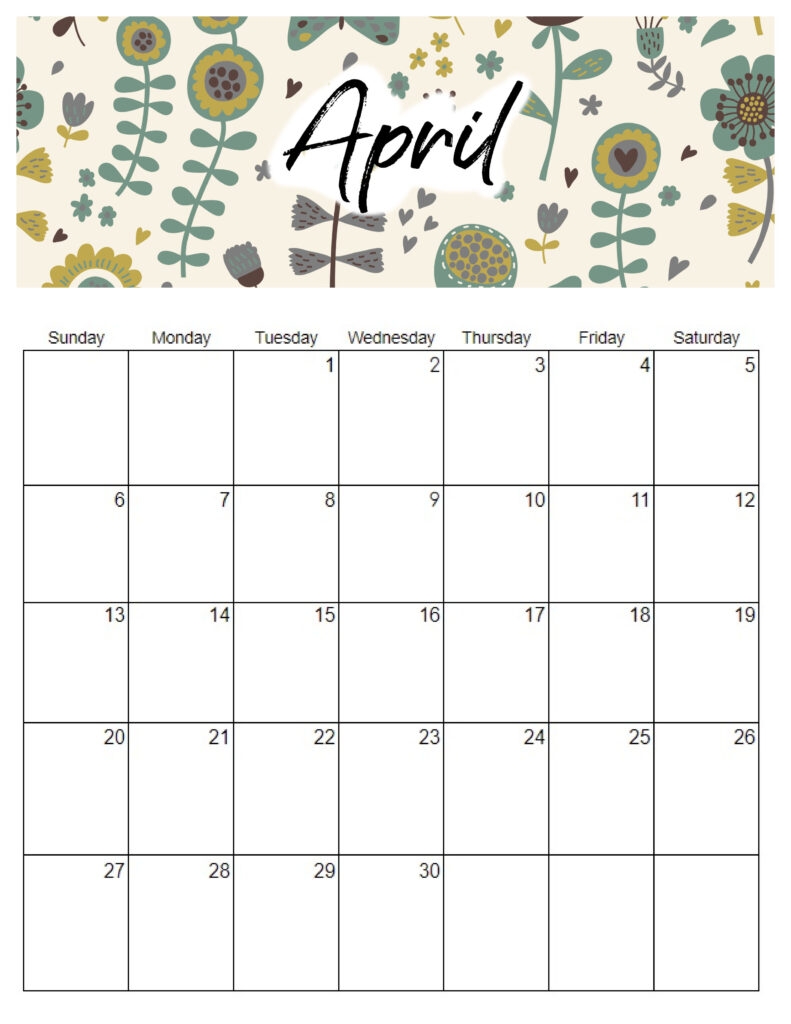 April 2025 Yellow Leaf Calendar Printable