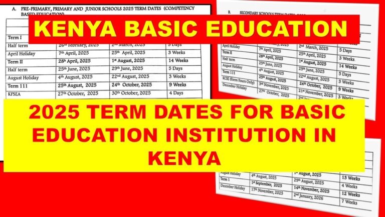 2025 TERM DATES FOR BASIC EDUCATION INSTITUTIONS IN KENYA YouTube