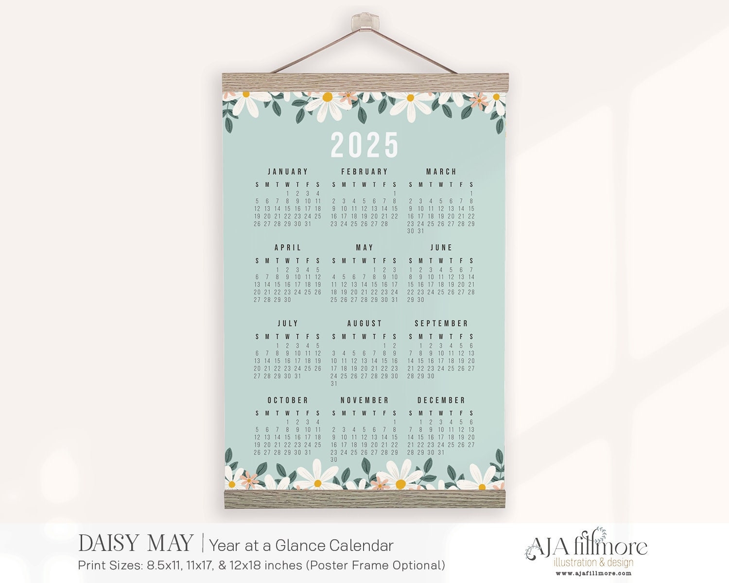 2025 Yearly Calendar Floral Style