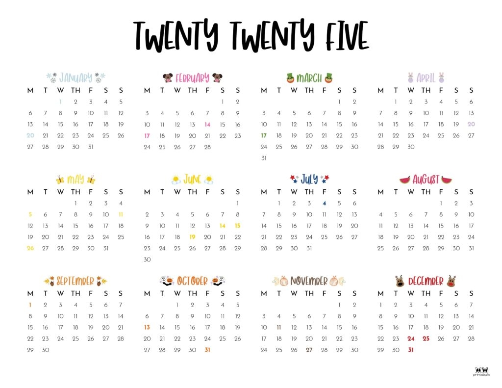 2025 full calendar printable