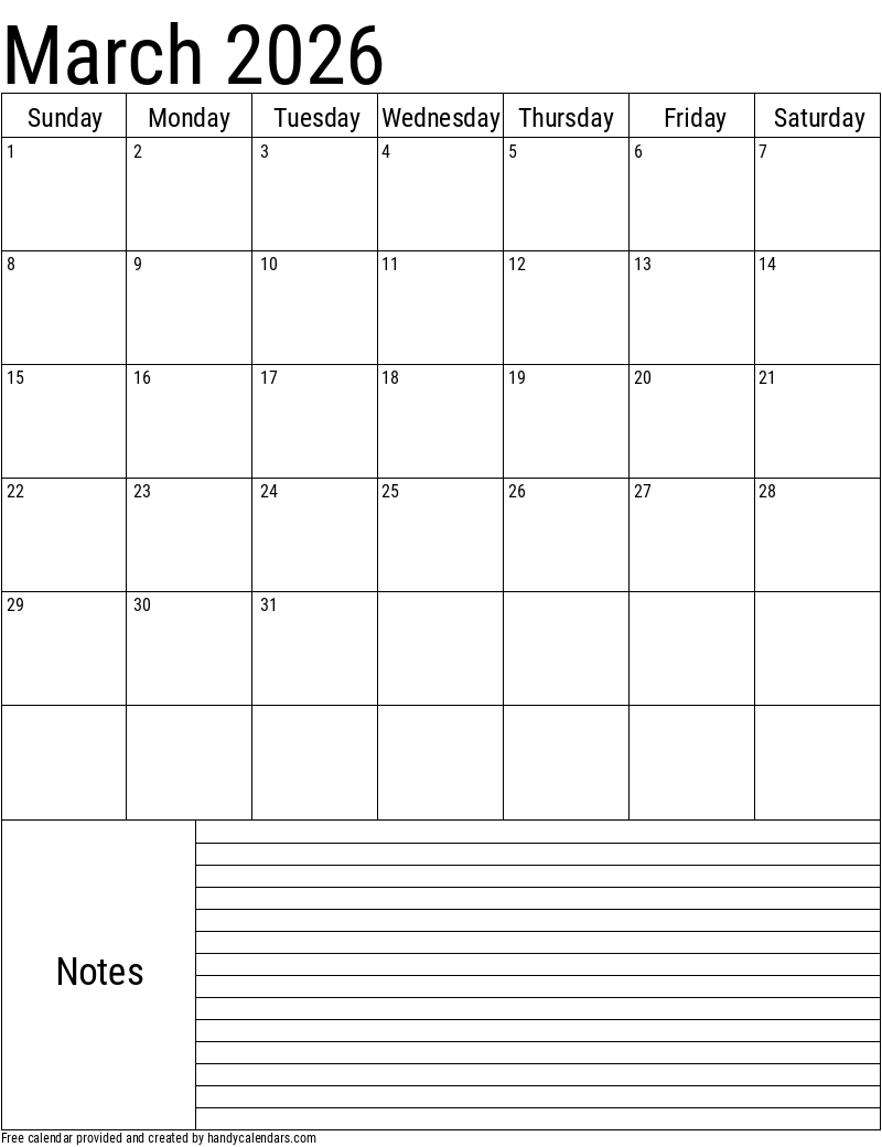 2026 March Calendars Handy Calendars 2026 March Calendars Handy Calendars
