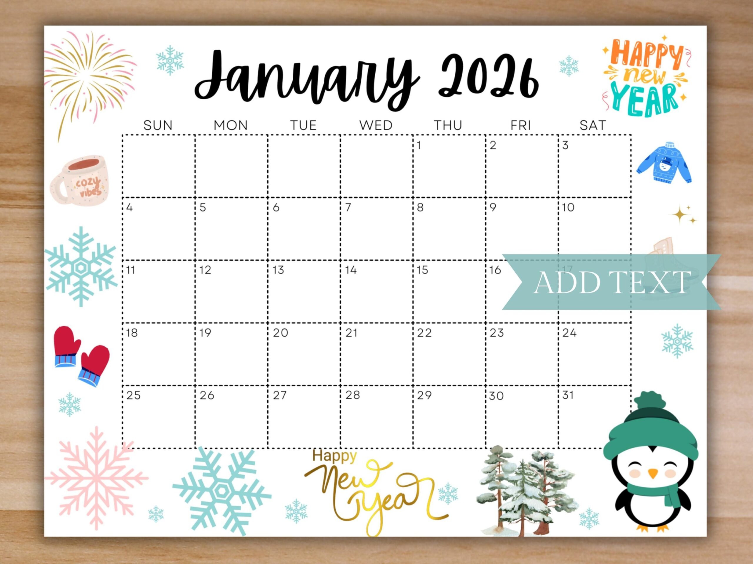 2026 Printable Calendar With Holidays Etsy