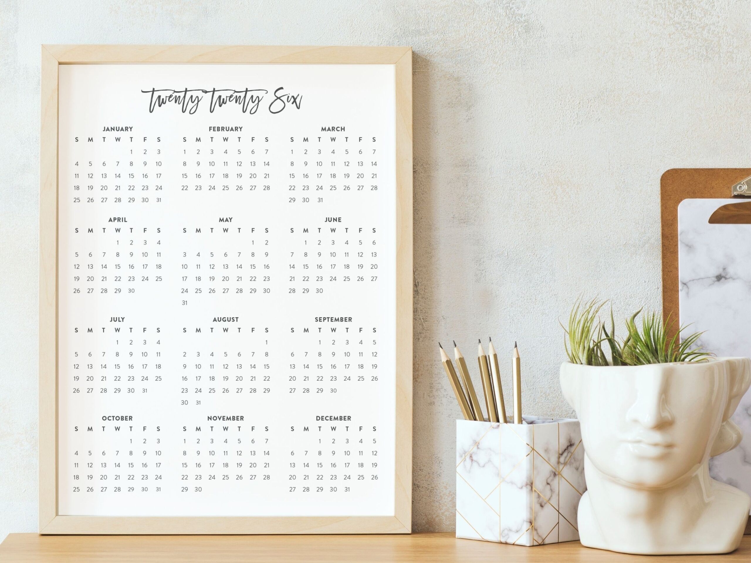 2026 Simple Desk Calendar Printable 2026 Office Calendar 2026 Planner 8 5x11 And A4 Instant Download Digital Calendar Script Calendar Etsy
