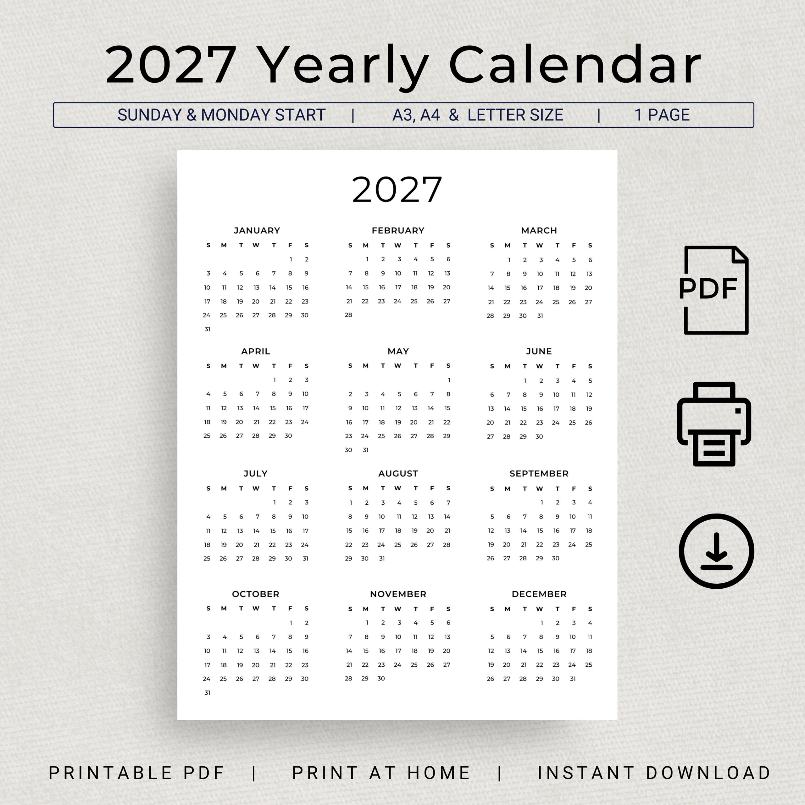 printable calendar 2027