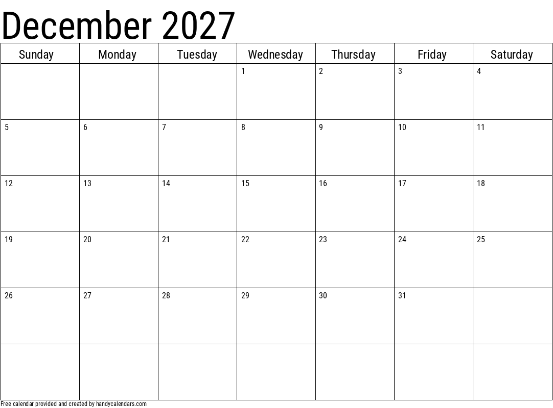 december 2027 calendar printable