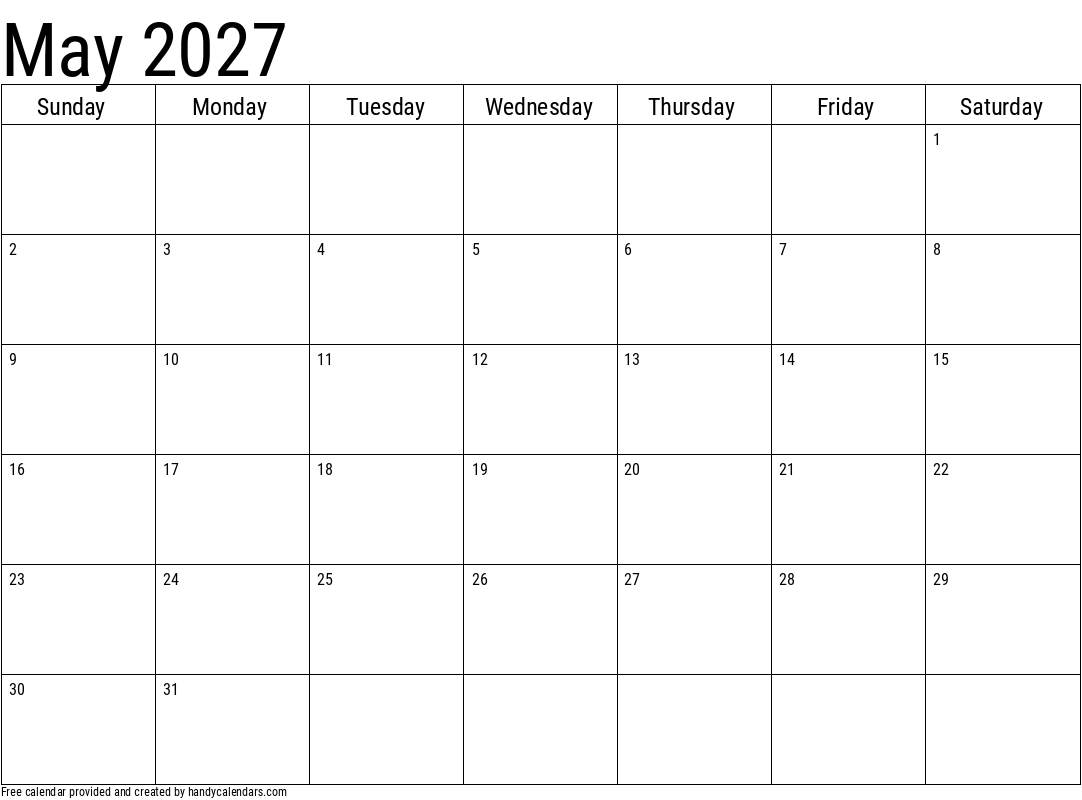 2027 May Calendars Handy Calendars