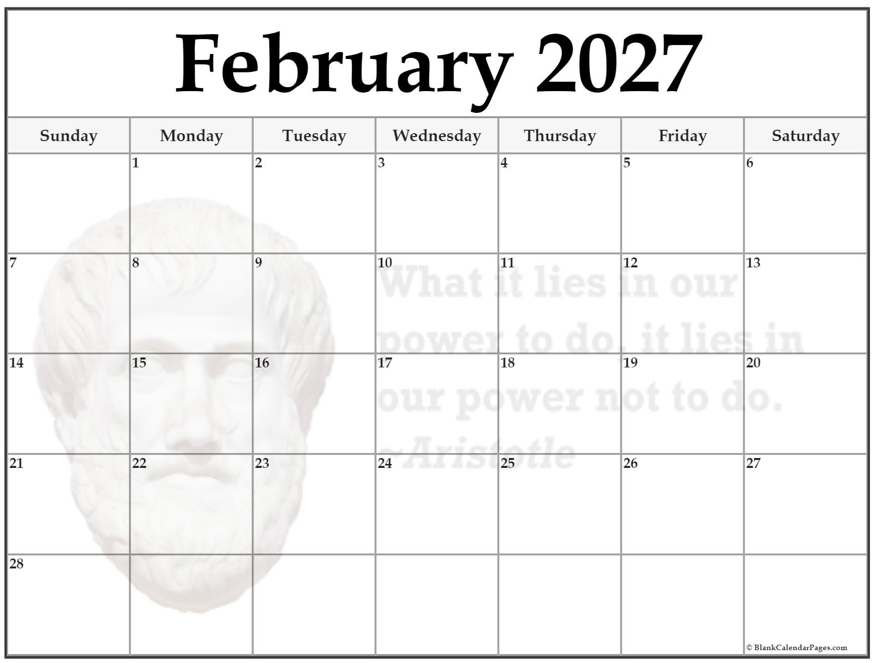 24 February 2027 Quote Calendars