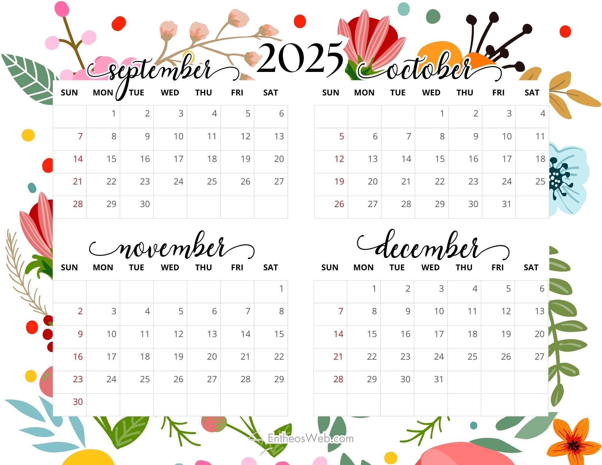 september to november 2025 calendar printable