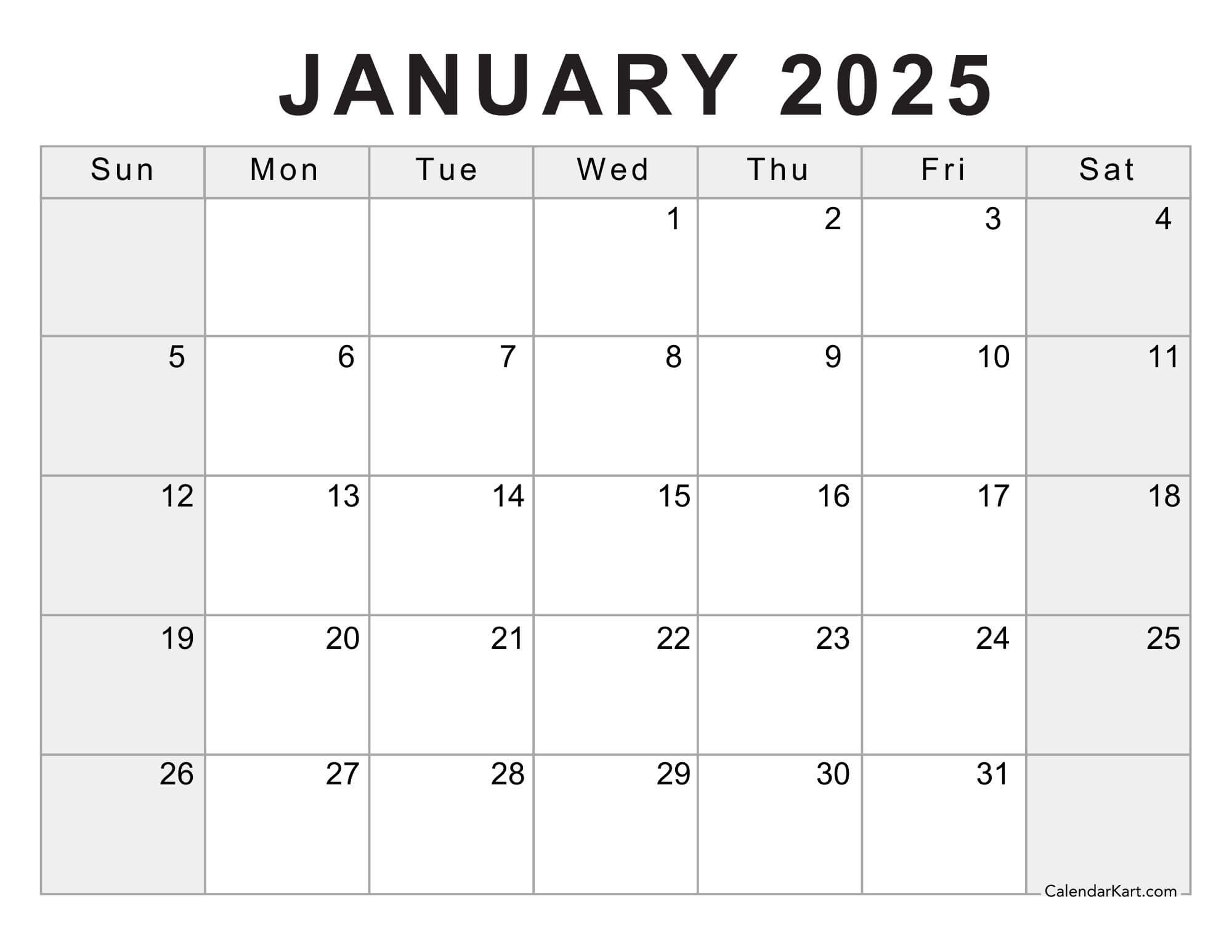 40 Printable January 2025 Calendars Free Pdf Calendarkart