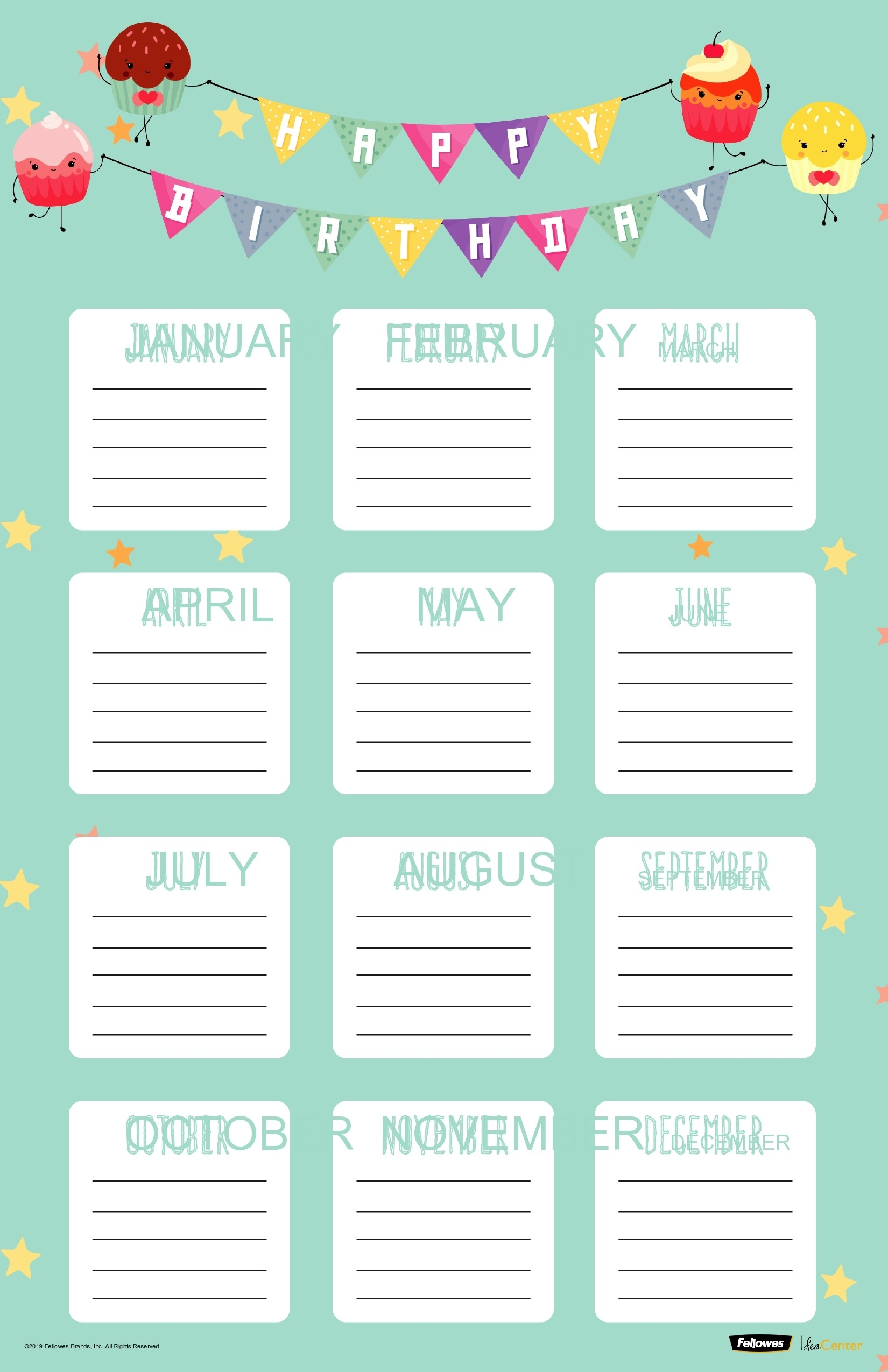 birthday calendar printable pdf