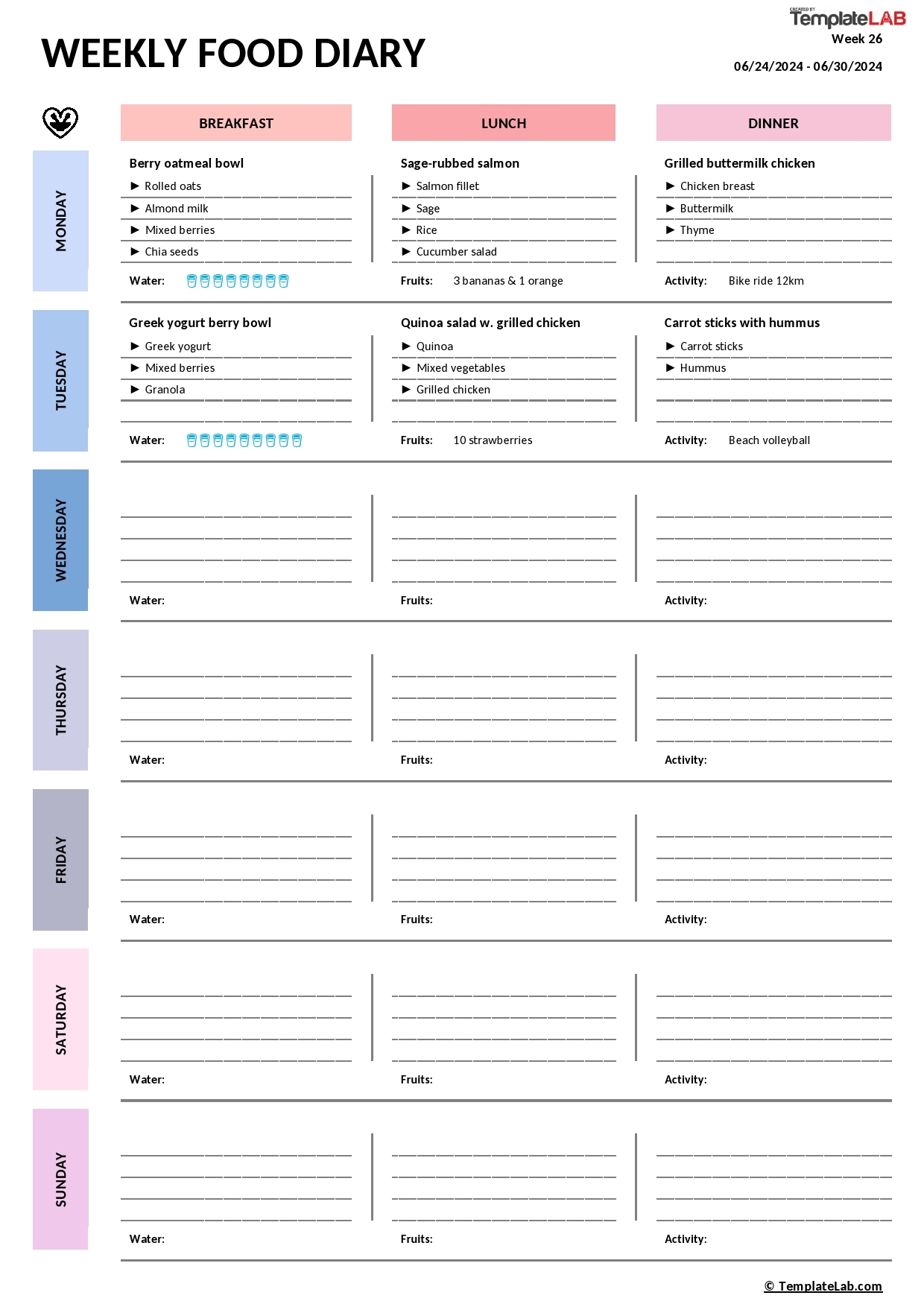 Weekly Food Tracker