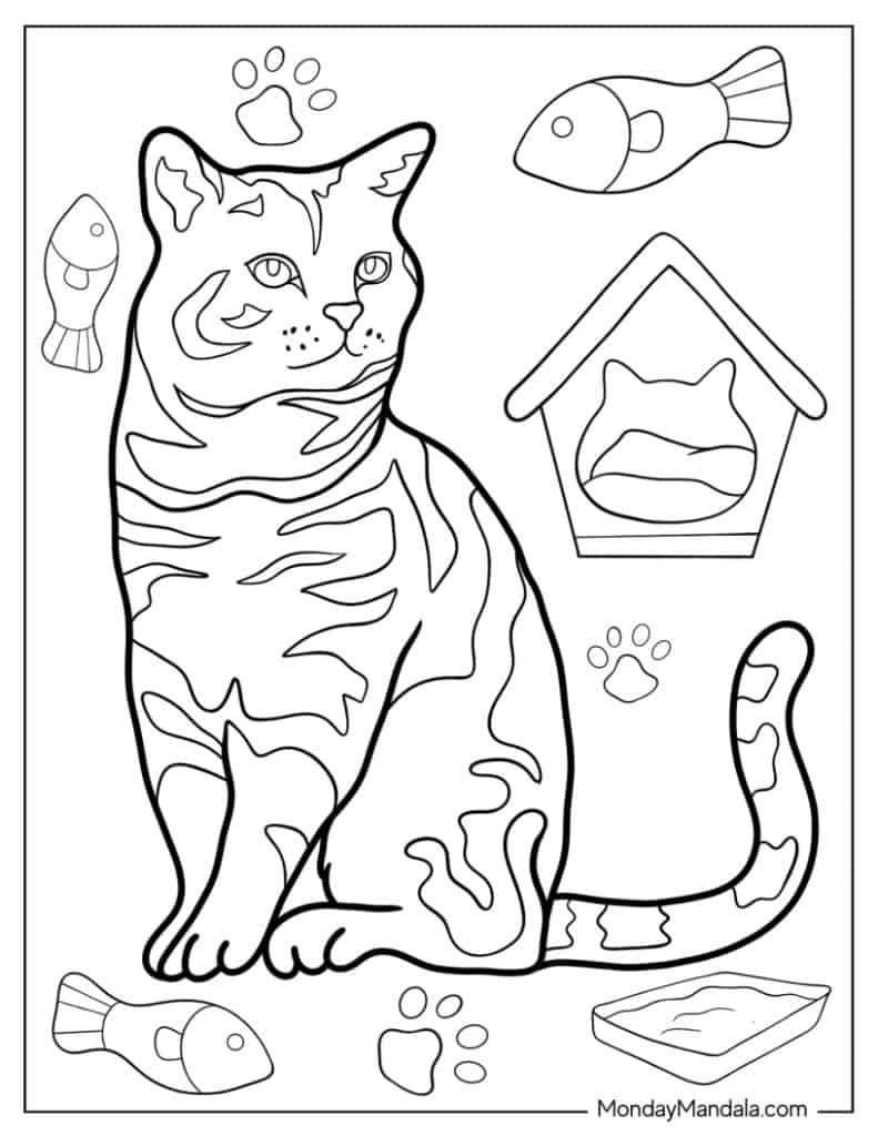 56 Cat Coloring Pages Free PDF Printables 