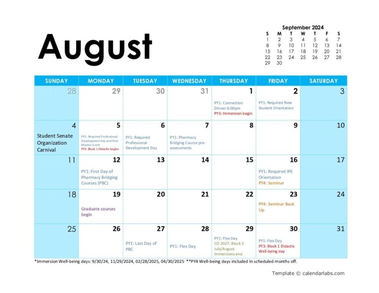 Academic Calendar 2024 2025 V10 FAO UNC Eshelman School Of Pharmacy
