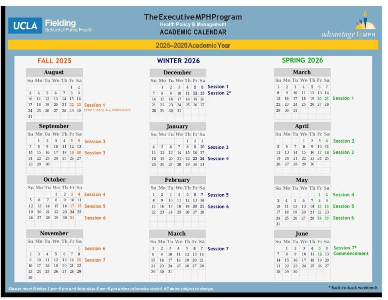 Academic Calendar ExecHPM