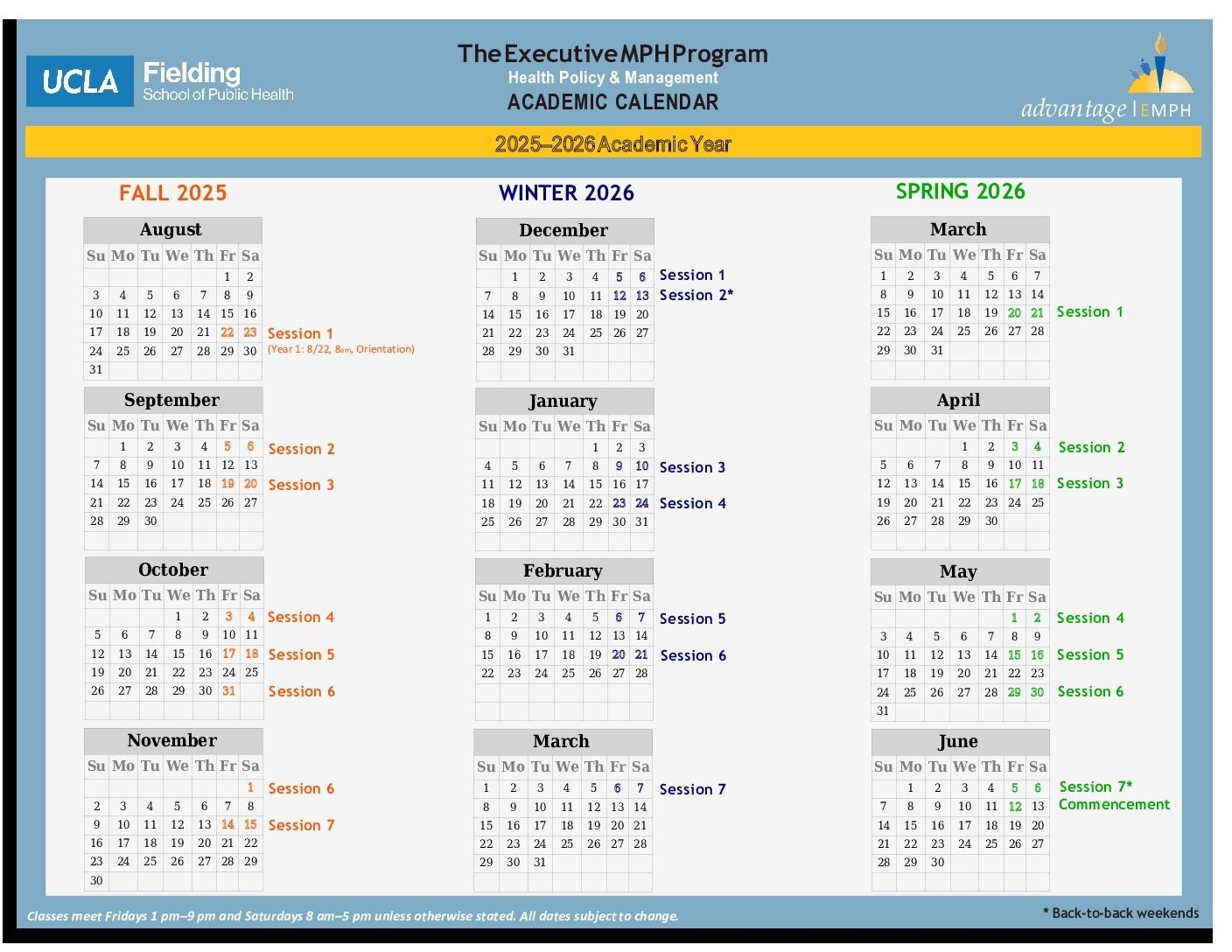 Academic Calendar ExecHPM
