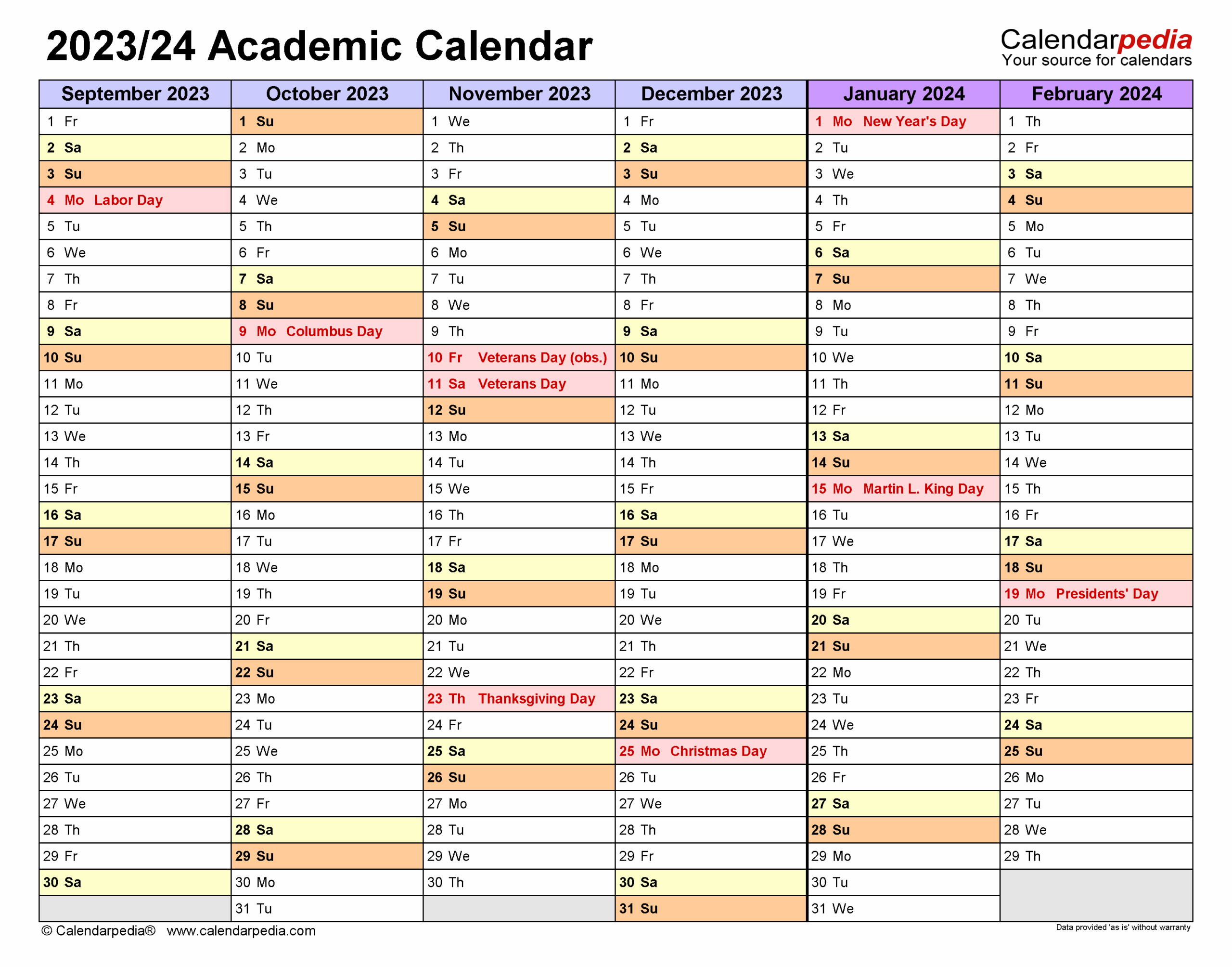Academic Calendars 2023 2024 Free Printable PDF Templates
